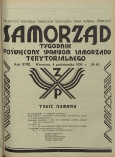 Samorząd : tygodnik poświęcony sprawom samorządu terytorialnego. R. 18, nr 40 (4 października 1936)