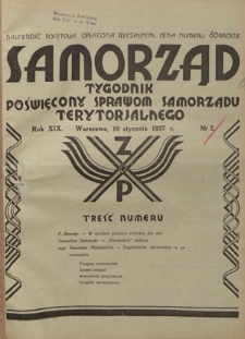 Samorząd : tygodnik poświęcony sprawom samorządu terytorialnego. R. 19, nr 2 (10 stycznia 1937)