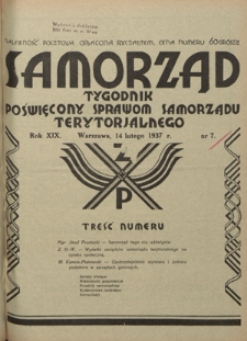 Samorząd : tygodnik poświęcony sprawom samorządu terytorialnego. R. 19, nr 7 (14 lutego 1937)
