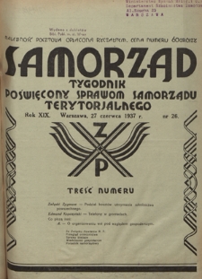 Samorząd : tygodnik poświęcony sprawom samorządu terytorialnego. R. 19, nr 26 (27 czerwca 1937)