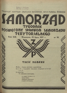 Samorząd : tygodnik poświęcony sprawom samorządu terytorialnego. R. 19, nr 30 (25 lipca 1937)