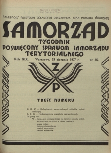 Samorząd : tygodnik poświęcony sprawom samorządu terytorialnego. R. 19, nr 35 (29 sierpnia 1937)