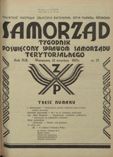 Samorząd : tygodnik poświęcony sprawom samorządu terytorialnego. R. 19, nr 37 (12 września 1937)
