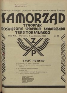 Samorząd : tygodnik poświęcony sprawom samorządu terytorialnego. R. 19, nr 40 (3 października 1937)
