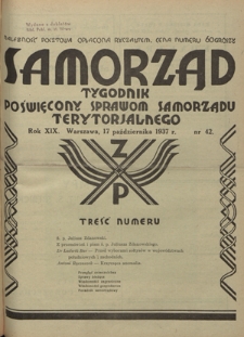 Samorząd : tygodnik poświęcony sprawom samorządu terytorialnego. R. 19, nr 42 (17 października 1937)