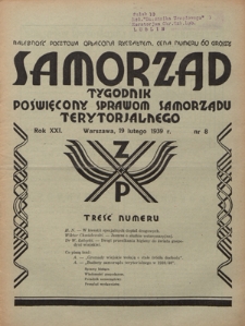 Samorząd : tygodnik poświęcony sprawom samorządu terytorialnego. R. 21, nr 9 (26 lutego 1939)