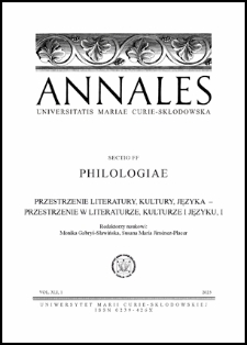 Annales Universitatis Mariae Curie-Skłodowska. Sectio FF, Philologiae. Vol. 41, 1 (2023)