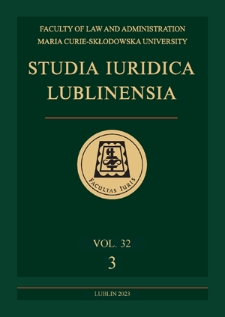 Studia Iuridica Lublinensia Vol. 32, 3 (2023) - Spis treści