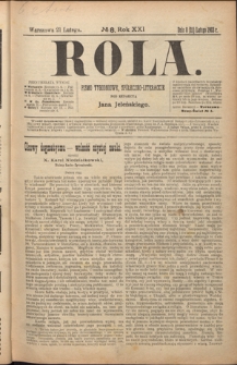 Rola : pismo tygodniowe, społeczno-literackie R. 21, nr 8 (8/21 lutego 1903)