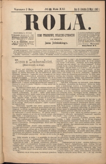 Rola : pismo tygodniowe, społeczno-literackie R. 21, nr 18 (19 kwietnia/2 maja 1903)