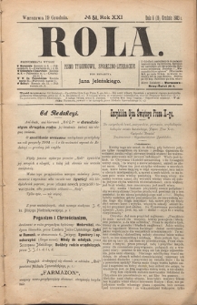 Rola : pismo tygodniowe, społeczno-literackie R. 21, nr 51 (6/19 grudnia 1903)
