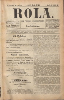 Rola : pismo tygodniowe, społeczno-literackie R. 21, nr 52 (13/26 grudnia 1903)