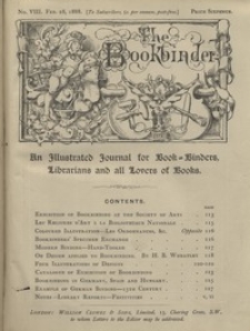 The Bookbinder : an illustrated journal for binders, librarians, and all lovers of books Vol. 1, No 8 (Feb. 28, 1888)