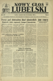 Nowy Głos Lubelski : jedyne polskie pismo wychodzące na terenie Gubernii Lubelskiej. R. 1, nr 129 (12 września 1940)