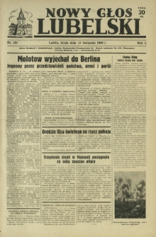 Nowy Głos Lubelski. R. 1, nr 181 (13 listopada 1940)