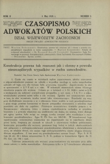 Czasopismo Adwokatów Polskich : Dział Województw Zachodnich : organ Związku Adwokatów Polskich. R. 2, nr 5 (1 maj 1928)