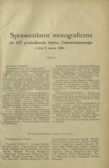 Sprawozdanie Stenograficzne z 127 Posiedzenia Sejmu Ustawodawczego z dnia 5 marca 1920 r.