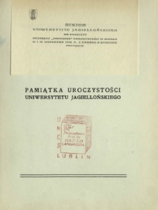 Pamiątka uroczystości Uniwersytetu Jagiellońskiego w dniach 15 i 16 listopada 1936