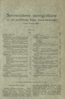 Sprawozdanie Stenograficzne z 159 Posiedzenia Sejmu Ustawodawczego z dnia 6 lipca 1920 r.