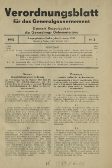 Verordnungsblatt für das Generalgouvernement = Dziennik Rozporządzeń dla Generalnego Gubernatorstwa. 1942, Nr. 2 (5. Januar)