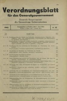 Verordnungsblatt für das Generalgouvernement = Dziennik Rozporządzeń dla Generalnego Gubernatorstwa. 1942, Nr. 42 (1. Juni)