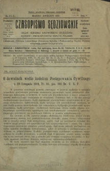 Czasopismo Sędziowskie : organ Oddziału Lwowskiego Zrzeszenia Sędziów i Prokuratorów Rzpltej Polskiej. R. 5, nr 3-4 (marzec-kwiecień 1931)