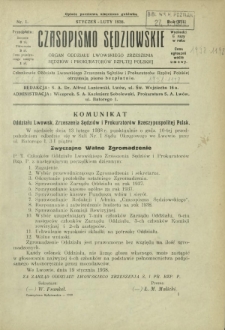 Czasopismo Sędziowskie : organ Oddziału Lwowskiego Zrzeszenia Sędziów i Prokuratorów Rzpltej Polskiej. R. 12, nr 1 (styczeń-luty 1938)