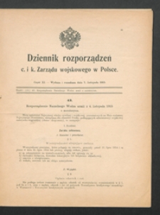 Dziennik Rozporządzeń c. i k. Zarządu Wojskowego w Polsce 1915-11-07 Cz. 11