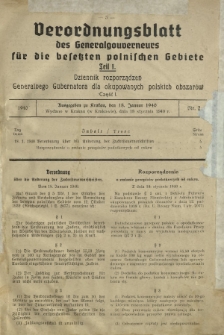 Verordnungsblatt für das Generalgouvernement = Dziennik Rozporządzeń dla Generalnego Gubernatorstwa. Teil 1, Nr 52 (13 September 1940)