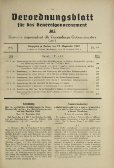 Verordnungsblatt für das Generalgouvernement = Dziennik Rozporządzeń dla Generalnego Gubernatorstwa. Teil 2, Nr 56 (12 September 1940)