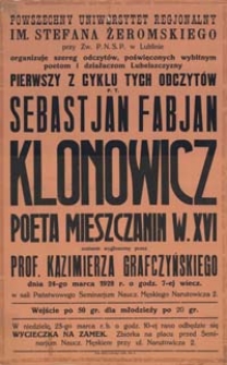 [...] Sebastjan Fabjan Klonowicz, poeta mieszczanin w. XVI [...]