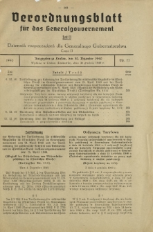 Verordnungsblatt für das Generalgouvernement = Dziennik Rozporządzeń dla Generalnego Gubernatorstwa. Teil 2, Nr 77 (30 Dezember 1940)