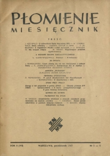 Płomienie : organ Związku Niezależnej Młodzieży Socjalistycznej. R. 2=7, nr 5-6 (październik 1947)
