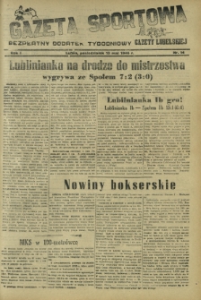 Gazeta Sportowa : bezpłatny dodatek tygodniowy Gazety Lubelskiej. Nr 14 (13 maj 1946)