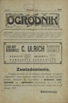 Ogrodnik : dwutygodnik poświęcony sprawom ogrodnictwa polskiego. R. 10, nr 5 (maj 1920)