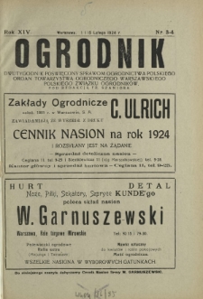Ogrodnik : dwutygodnik poświęcony sprawom ogrodnictwa polskiego. R. 14, nr 3-4 (1 i 15 lutego 1924)