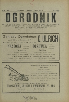 Ogrodnik : dwutygodnik poświęcony sprawom ogrodnictwa polskiego. R. 14, nr 8-9 (15 kwietnia i 1 maja 1924)