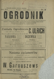 Ogrodnik : dwutygodnik poświęcony sprawom ogrodnictwa polskiego. R. 14, nr 15 (1 sierpnia 1924)
