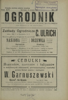 Ogrodnik : dwutygodnik poświęcony sprawom ogrodnictwa polskiego. R. 14, nr 18 (15 września 1924)