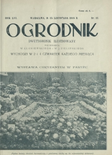 Ogrodnik : dwutygodnik ilustrowany. R. 16, nr 22 (25 listopada 1926)