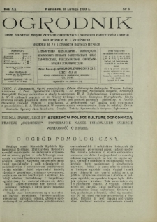 Ogrodnik : organ Polskiego Związku Zrzeszeń Ogrodniczych i Syndykatu Plantatorów Chmielu. R. 20, nr 3 (13 lutego 1930)