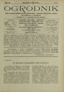 Ogrodnik : organ Polskiego Związku Zrzeszeń Ogrodniczych i Syndykatu Plantatorów Chmielu. R. 20, nr 9 (8 maja 1930)