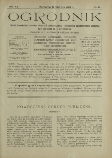 Ogrodnik : organ Polskiego Związku Zrzeszeń Ogrodniczych i Syndykatu Plantatorów Chmielu. R. 20, nr 11 (12 czerwca 1930)