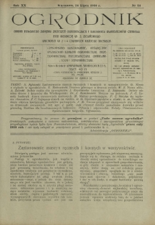 Ogrodnik : organ Polskiego Związku Zrzeszeń Ogrodniczych i Syndykatu Plantatorów Chmielu. R. 20, nr 14 (24 lipca 1930)