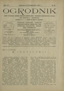 Ogrodnik : organ Polskiego Związku Zrzeszeń Ogrodniczych i Syndykatu Plantatorów Chmielu. R. 20, nr 20 (23 października 1930)