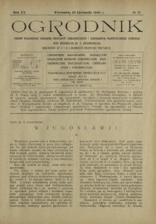 Ogrodnik : organ Polskiego Związku Zrzeszeń Ogrodniczych i Syndykatu Plantatorów Chmielu. R. 20 (1930)