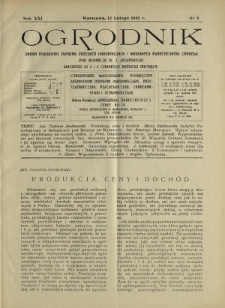 Ogrodnik : pismo dwutygodniowe ilustrowane obejmujące wszystkie działy ogrodnictwa / pod red. W. J. Zielińskiego. R. 21, nr 3 (12 lutego 1931)