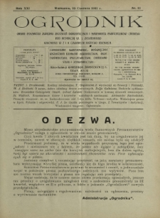 Ogrodnik : pismo dwutygodniowe ilustrowane obejmujące wszystkie działy ogrodnictwa / pod red. W. J. Zielińskiego. R. 21, nr 12 (25 czerwca 1931)