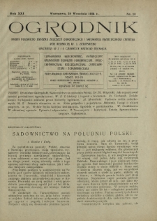 Ogrodnik : pismo dwutygodniowe ilustrowane obejmujące wszystkie działy ogrodnictwa / pod red. W. J. Zielińskiego. R. 21, nr 18 (24 września 1931)