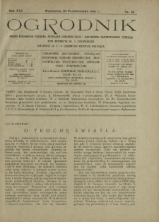 Ogrodnik : pismo dwutygodniowe ilustrowane obejmujące wszystkie działy ogrodnictwa / pod red. W. J. Zielińskiego. R. 21, nr 20 (29 października 1931)